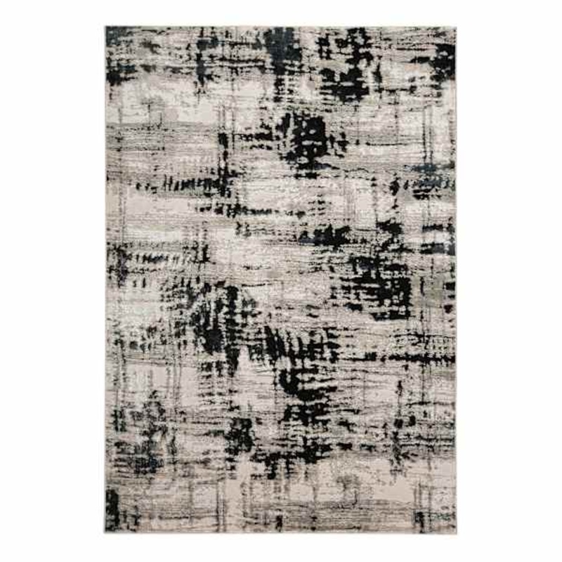 (B869) Crosby St. Mackenzie Neutral & Black Abstract Area Rug, 5×7