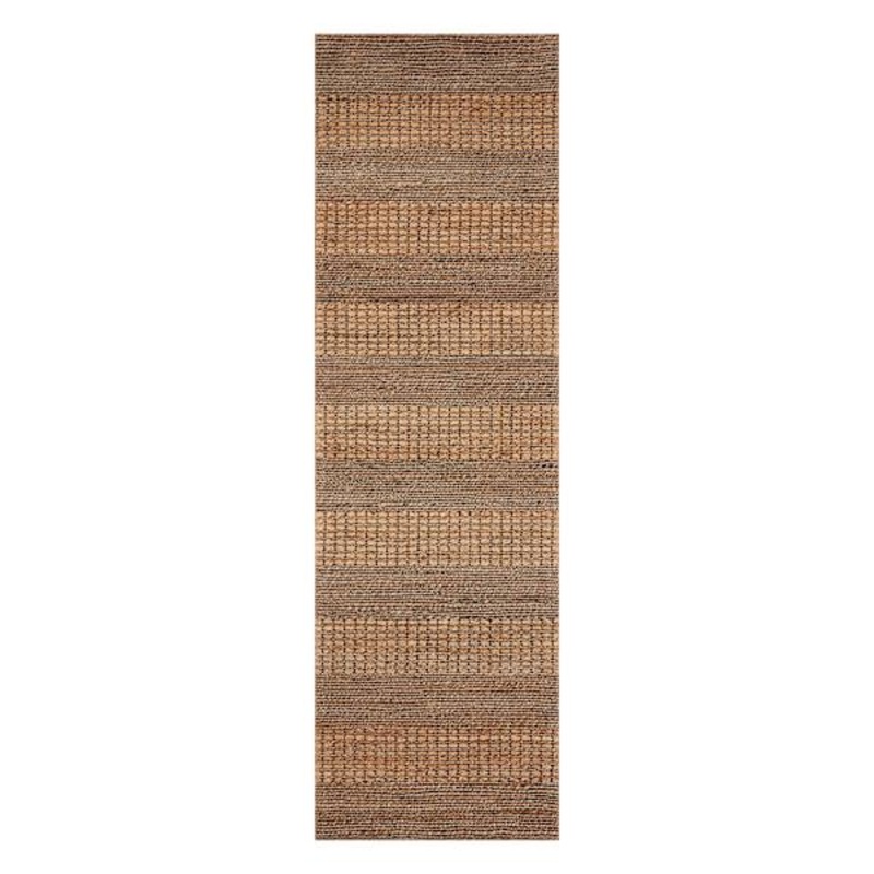 (B870) Found & Fable Aaron Brown & Natural Striped Jute Runner, 2×7
