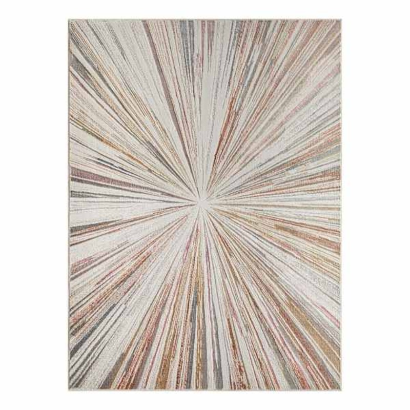 (B872) Crestline Neutral & Grey Abstract Burst Area Rug, 5×7