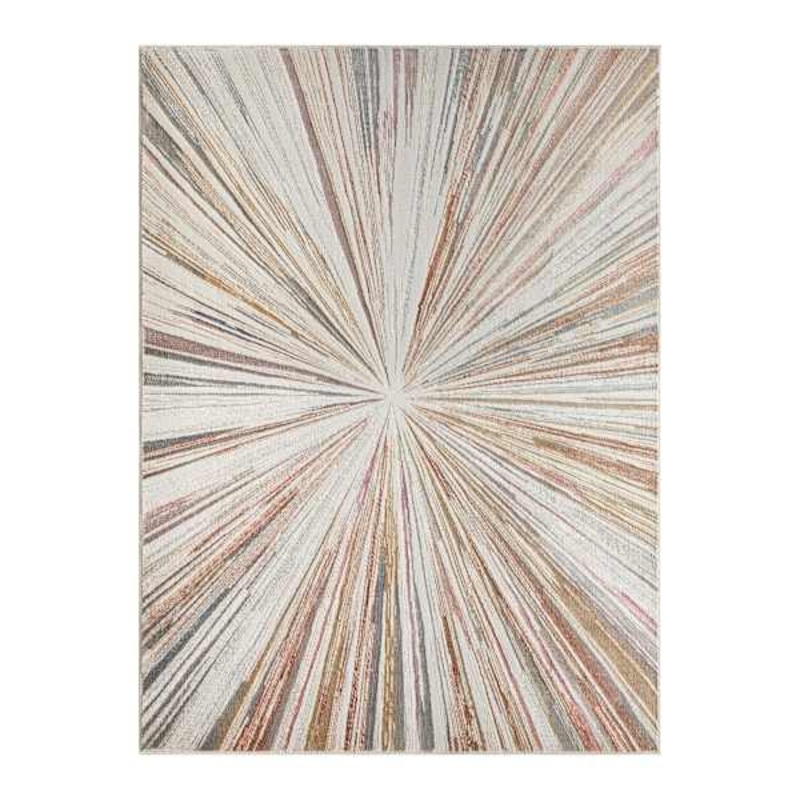 (B872) Crestline Neutral & Grey Abstract Burst Area Rug, 8×10