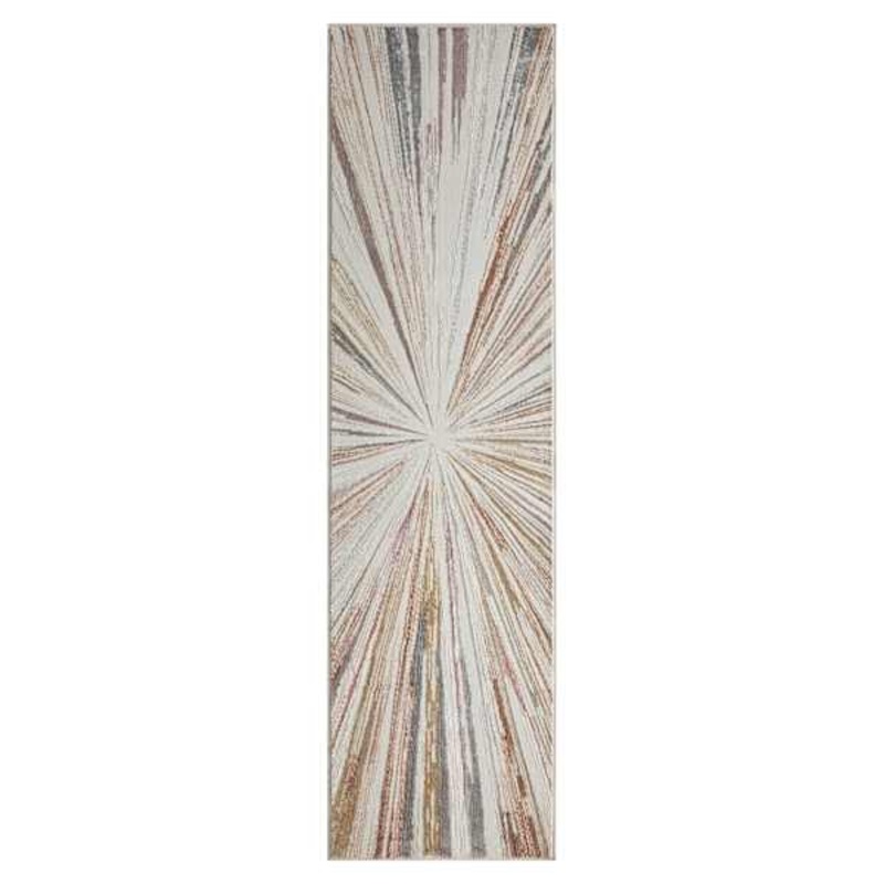 (B872) Crestline Neutral & Grey Abstract Burst Runner, 2×8