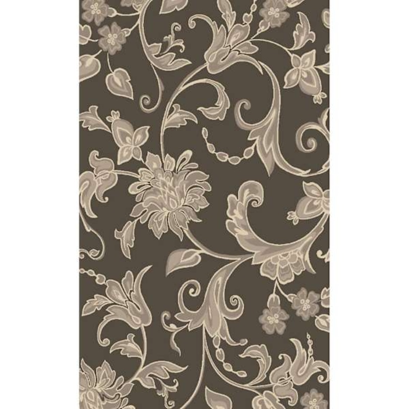 (D408) Dark Grey Traditional Floral Design Runner, 2×7