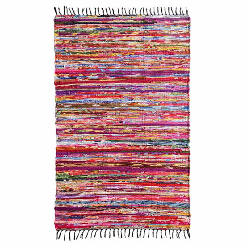(D410) Polar Chindi Fleece Multicolor Area Rug, 3×5
