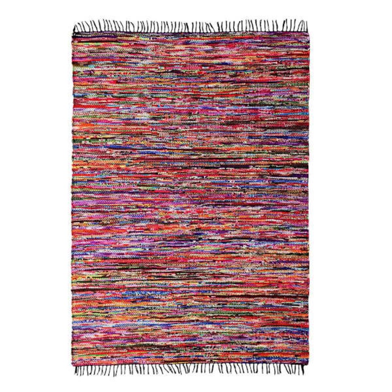 (D410) Polar Chindi Fleece Multicolor Area Rug, 5×7