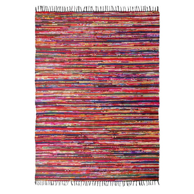 (D410) Polar Chindi Fleece Multicolor Area Rug, 7×10
