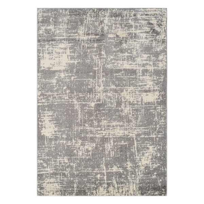 (D421) Grey & Ivory Modern Hatch Design Area Rug, 5×7