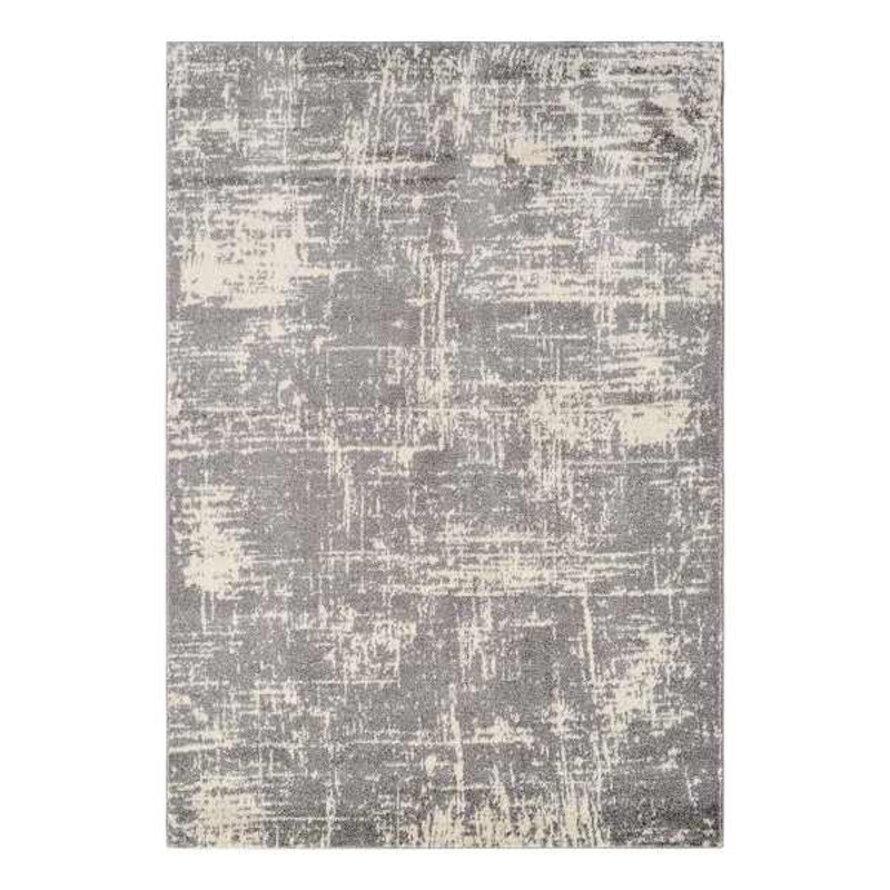 (D421) Grey & Ivory Modern Hatch Design Area Rug, 8×10