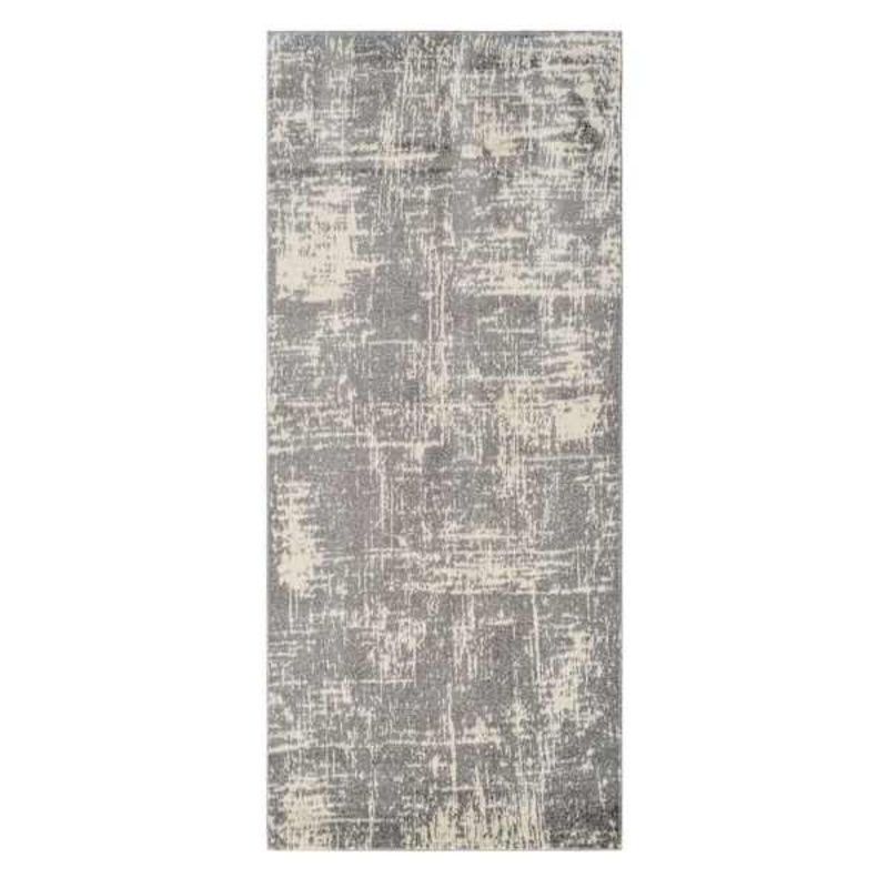 (D421) Grey & Ivory Modern Hatch Design Runner, 2×7