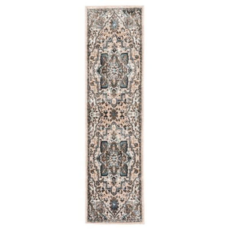(D428) Ridley Floral Blue Woven Runner, 2×7