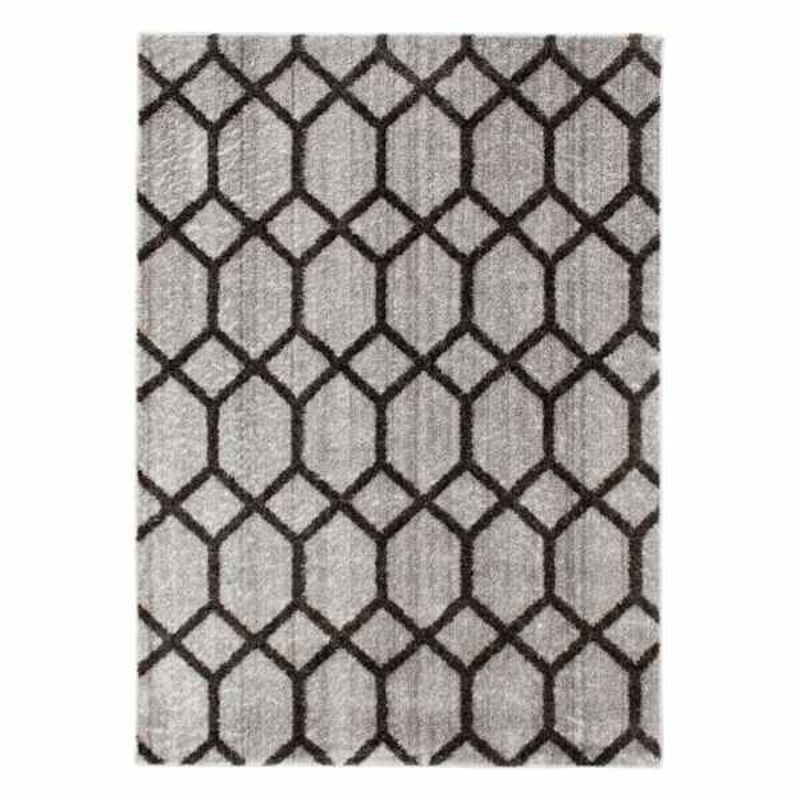 (D439) Zion Black & Grey Tufted Accent Rug with Non-Slip Back, 3×5