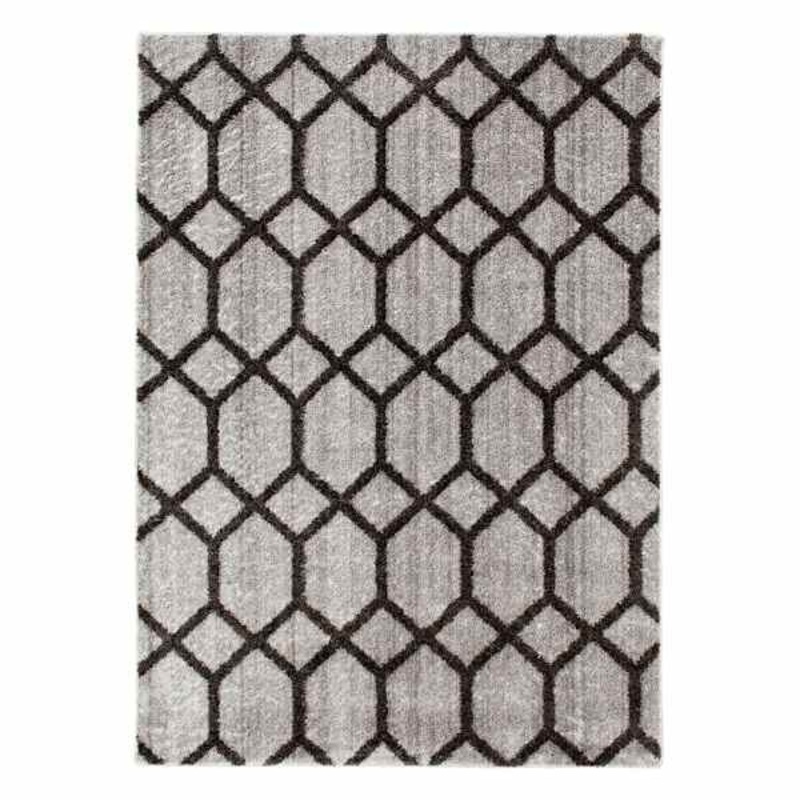 (D439) Zion Black & Grey Tufted Area Rug with Non-Slip Back, 8×10