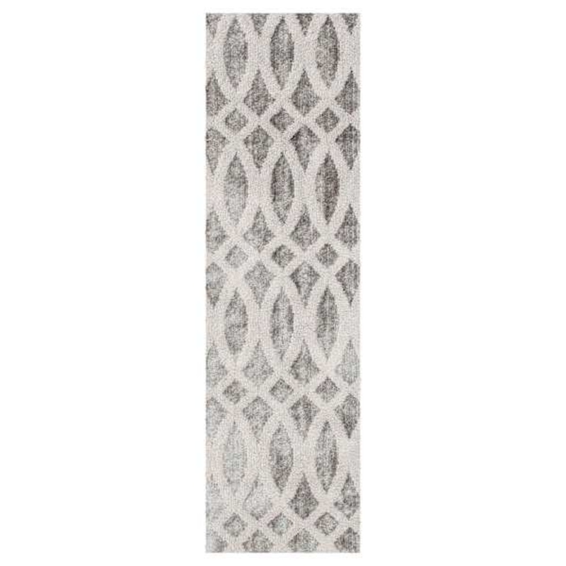 (D440) Sophelia Grey & Ivory Tufted Runner With Non-Slip Back, 2×7