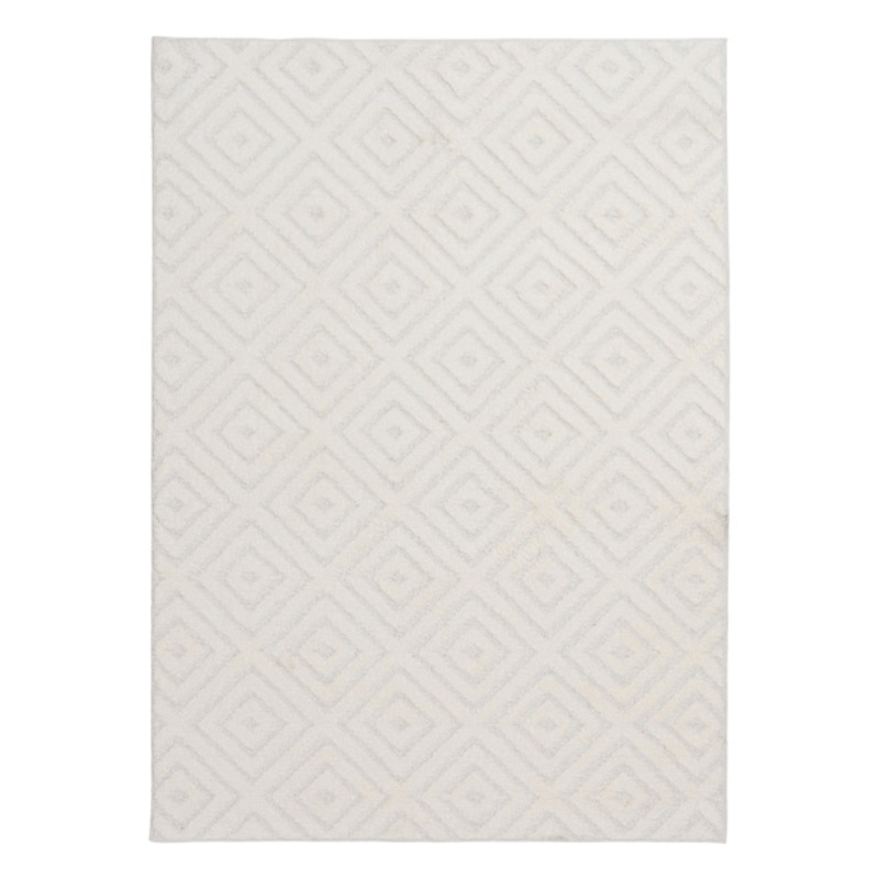 (D456) Ronin Ivory Tufted Non-Slip Area Rug, 5×7