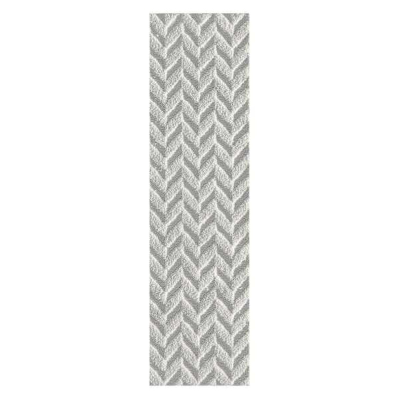 (D460) Salazar Herringbone Grey Tufted Runner with Non-Slip Back, 2×7