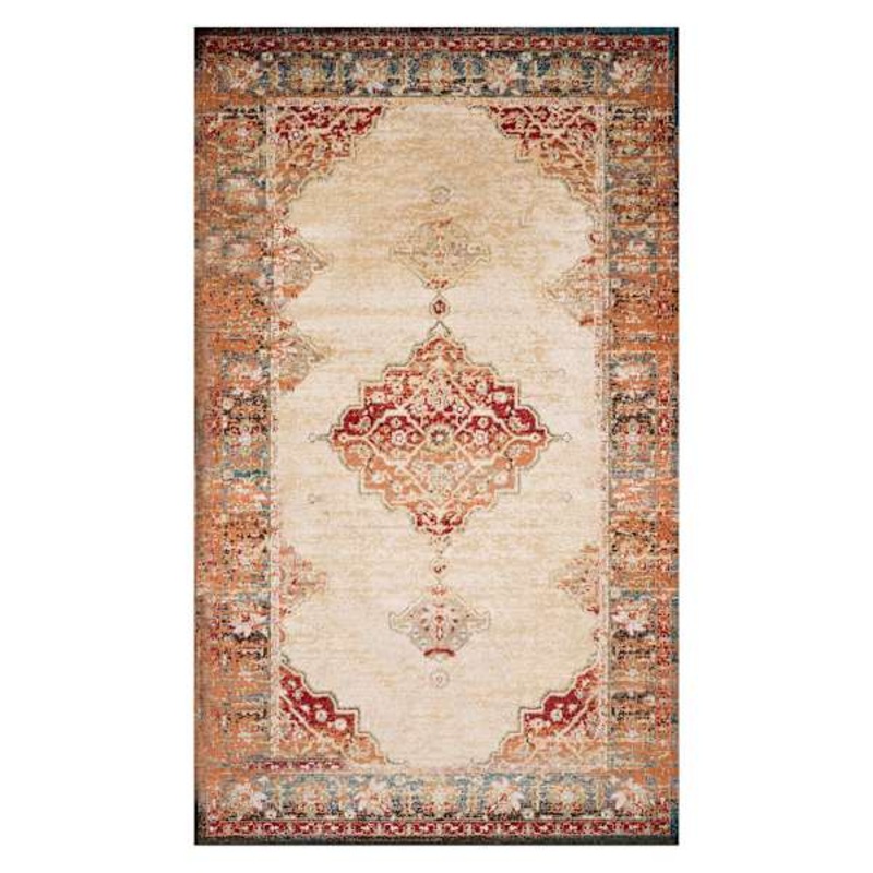 (D474) Alisa Medallion Ivory Sunset Area Rug, 3×5