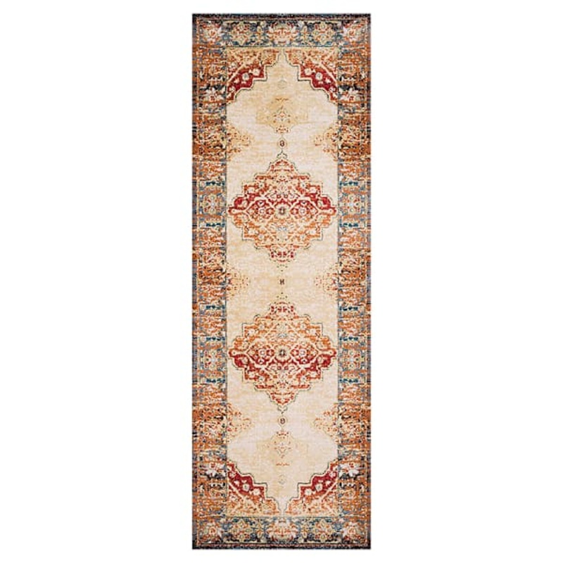 (D474) Alisa Medallion Ivory Sunset Runner, 2×7