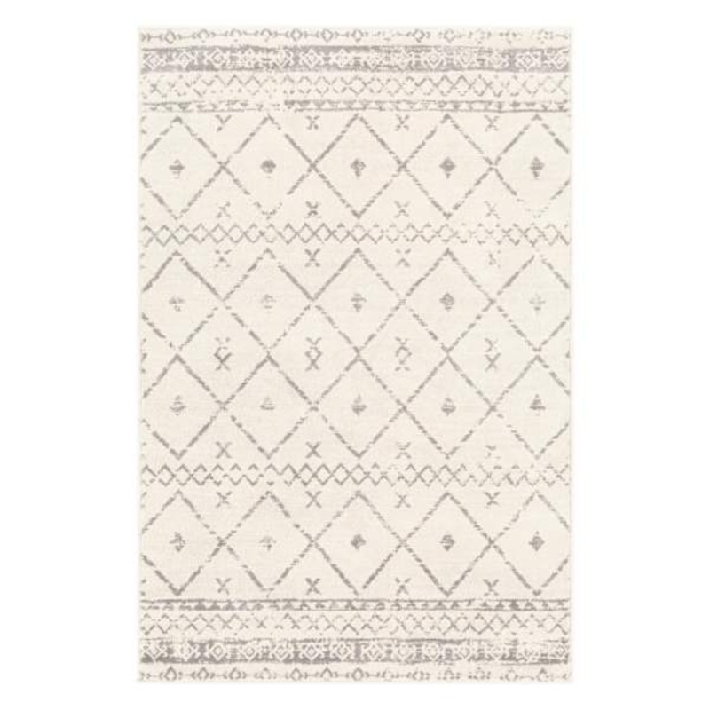 (D483) Found & Fable Roma Ivory Diamond Design Accent Rug, 3×5