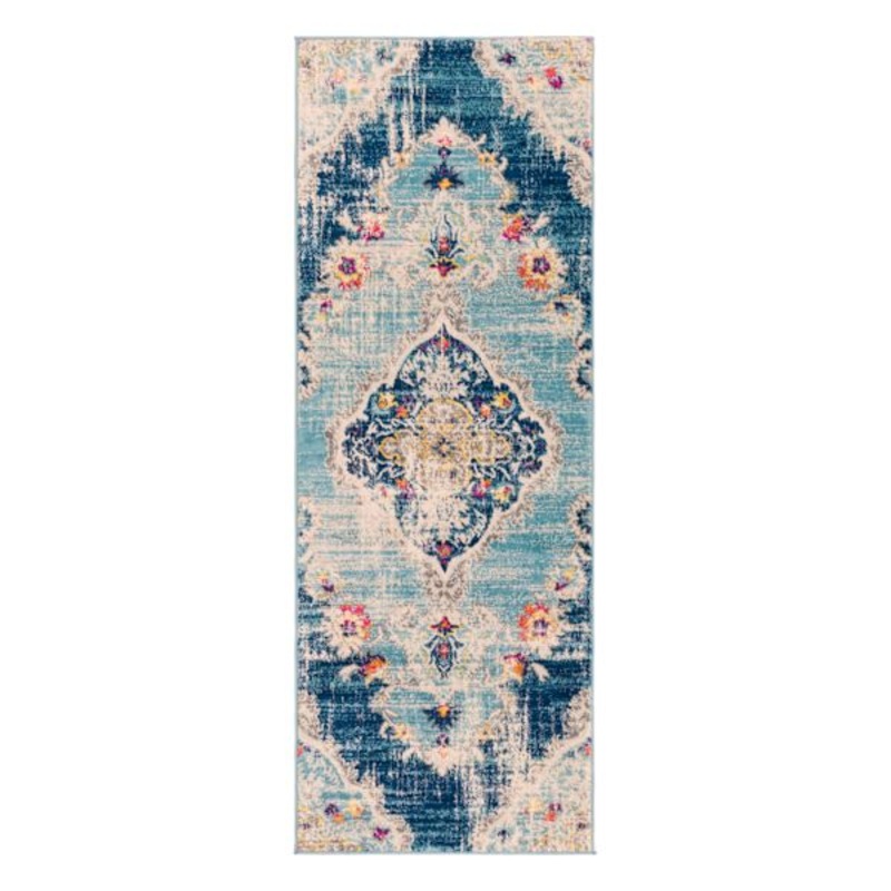 (D493) Floransa Blue Medallion Runner, 2×7