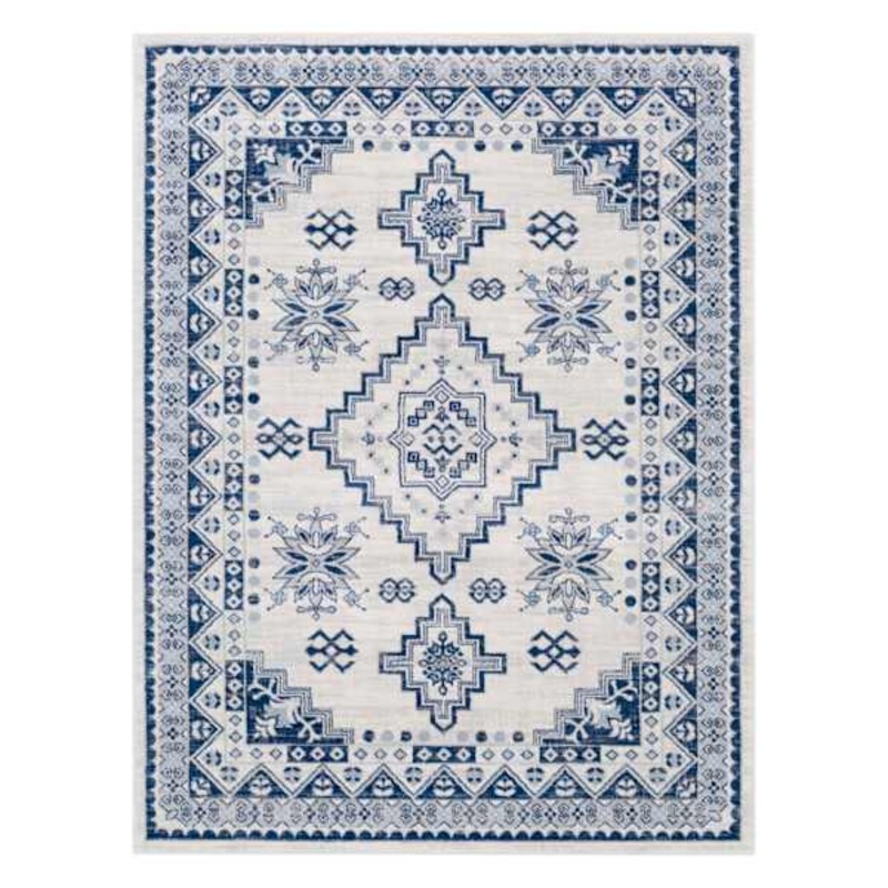 (D496) Roma Blue Medallion Area Rug, 8×10