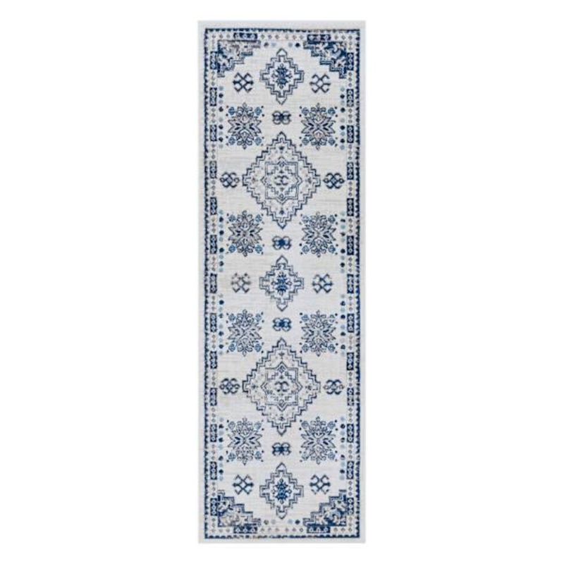 (D496) Roma Blue Medallion Runner, 2×7