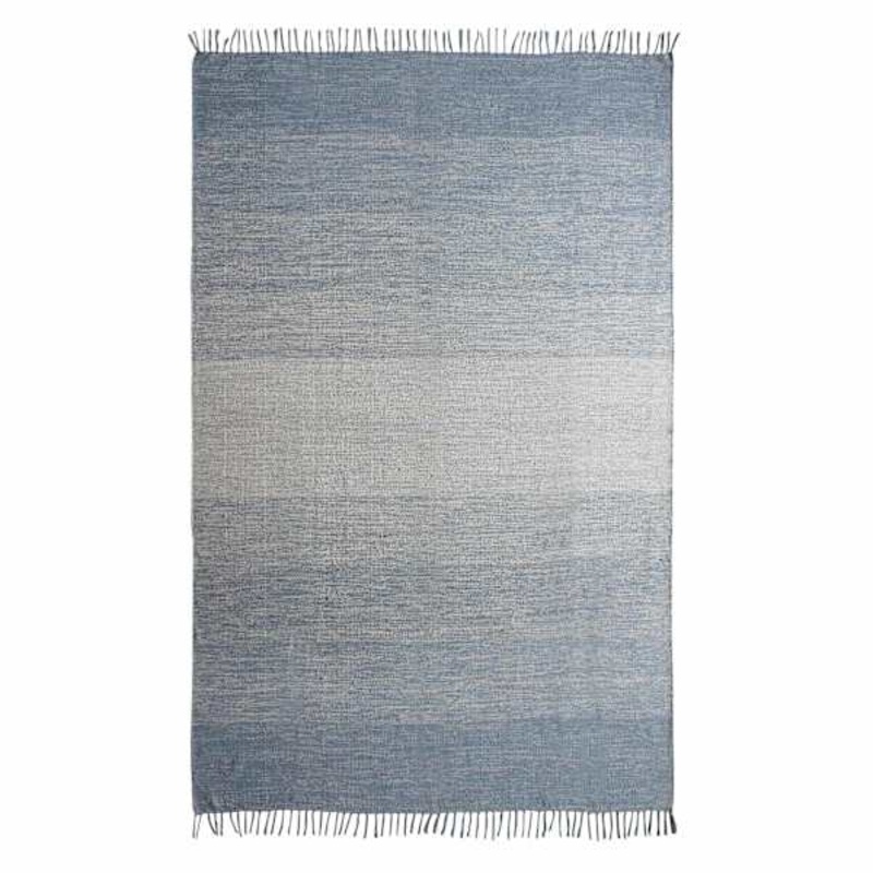 (D522) Blue Ombre Fringe Area Rug, 5×7