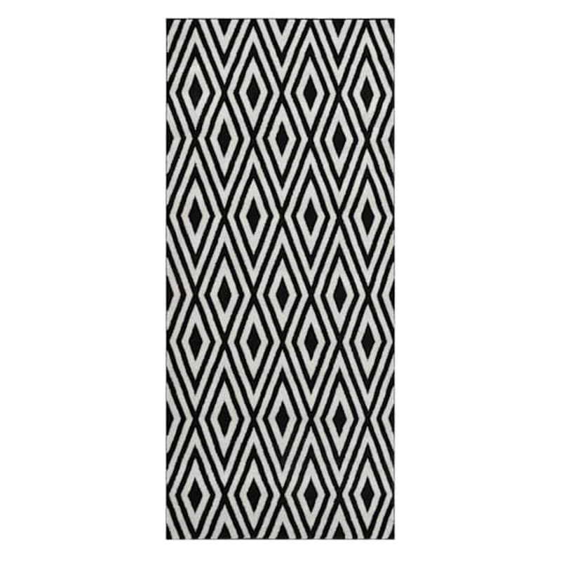 (D532) Black & White Diamond Design Runner, 2×7