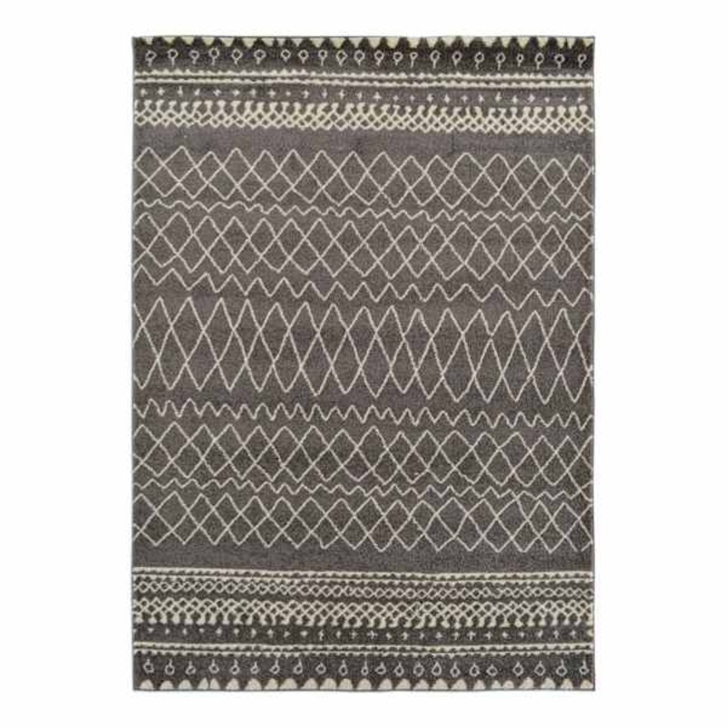 (D535) Grey Global Area Rug, 5×7