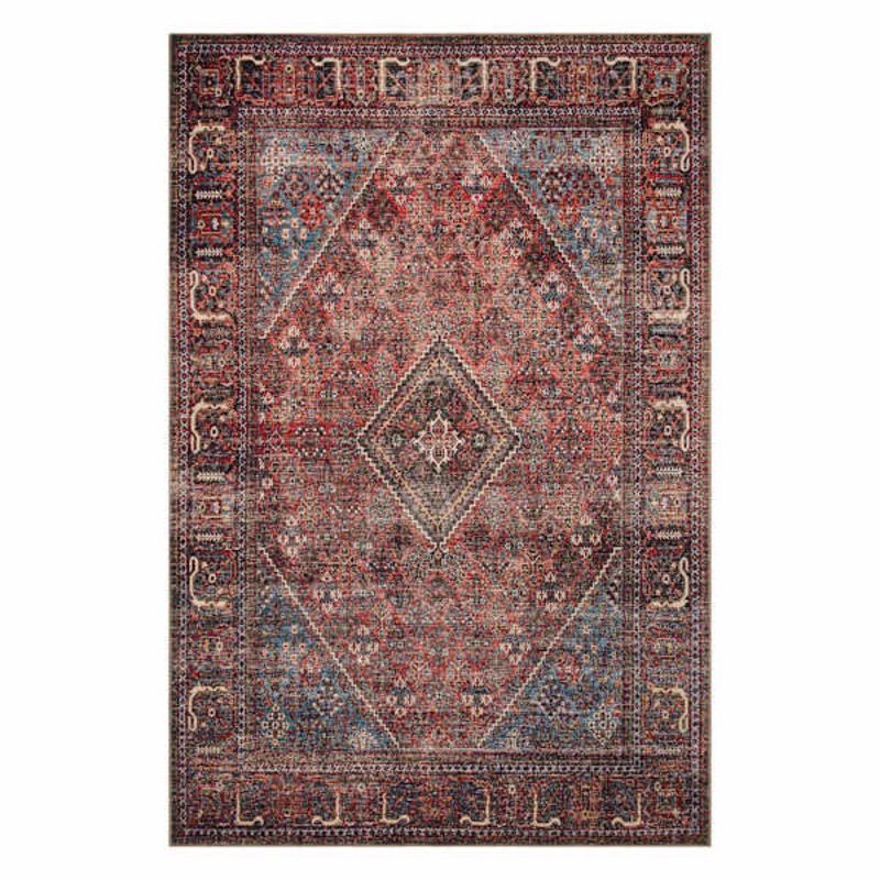 (D553) Found & Fable Vilani Red & Blue Medallion Area Rug, 5×7