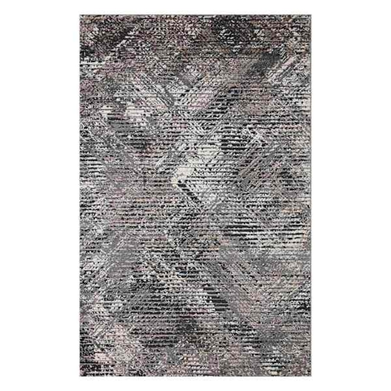 (D554) Estie Charcoal & Black Accent Rug, 3×5