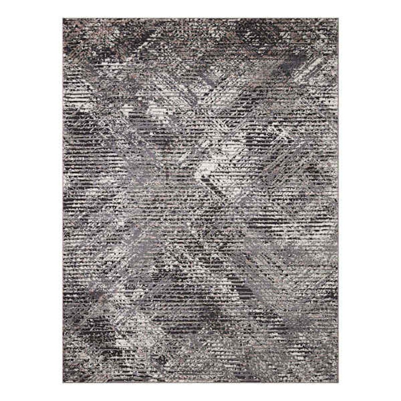 (D554) Estie Charcoal & Black Area Rug, 8×10