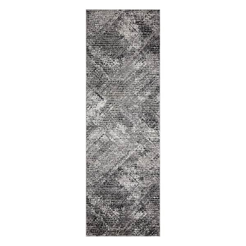 (D554) Estie Charcoal & Black Runner, 2×7