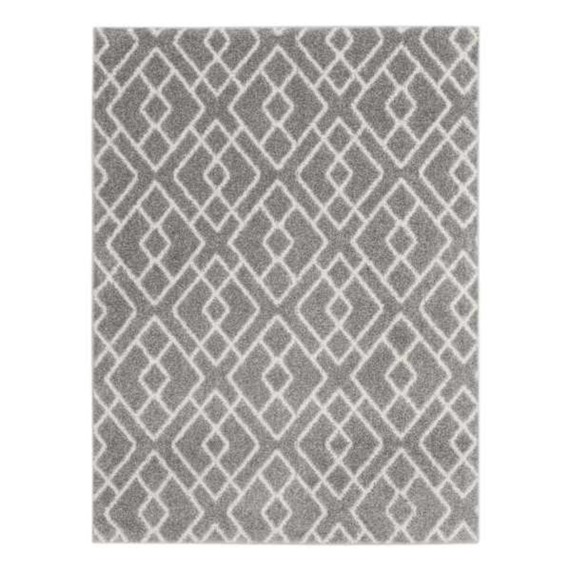 (D558) Salinas Grey & White Diamond Design Area Rug, 5×7