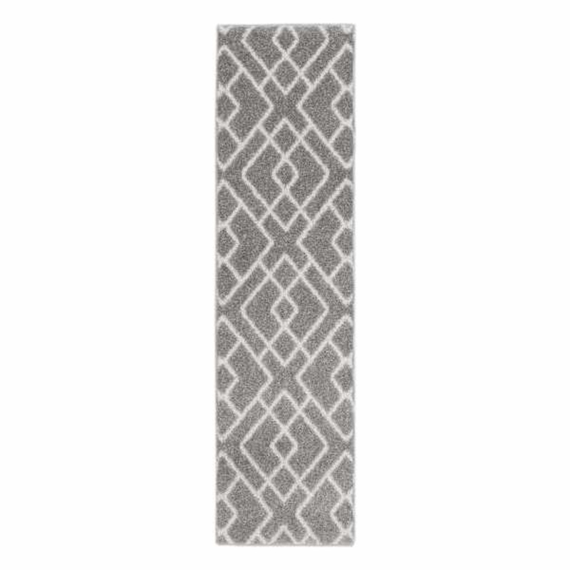 (D558) Salinas Grey & White Diamond Design Runner, 2×7