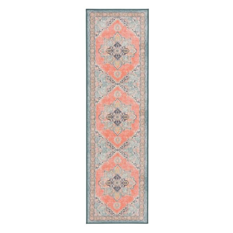 (D561) Venus Pink Multicolor Medallion Runner, 2×7