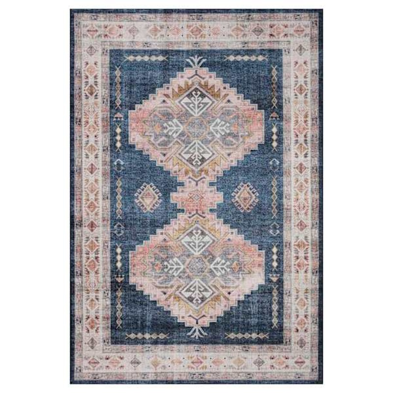 (D564) Khloe Blue Medallion Accent Rug, 4×6