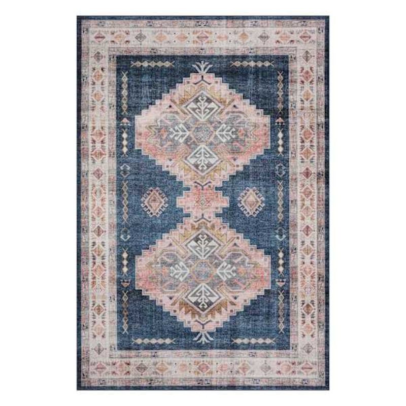 (D564) Khloe Blue Medallion Area Rug, 5×8