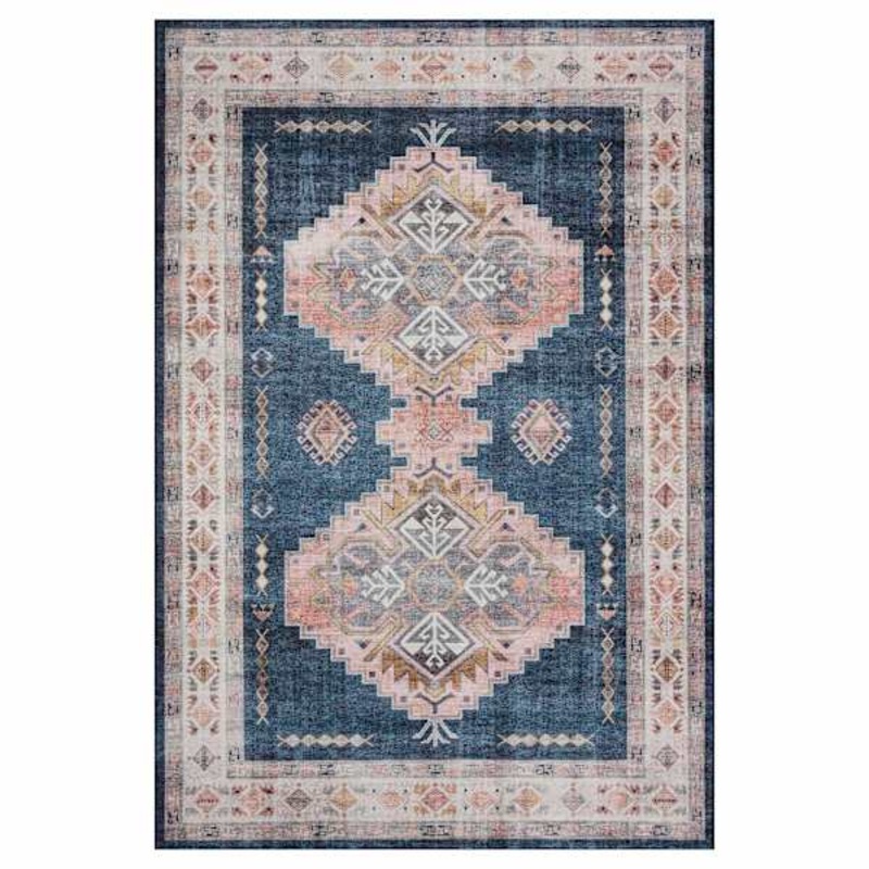 (D564) Khloe Blue Medallion Area Rug, 8×10