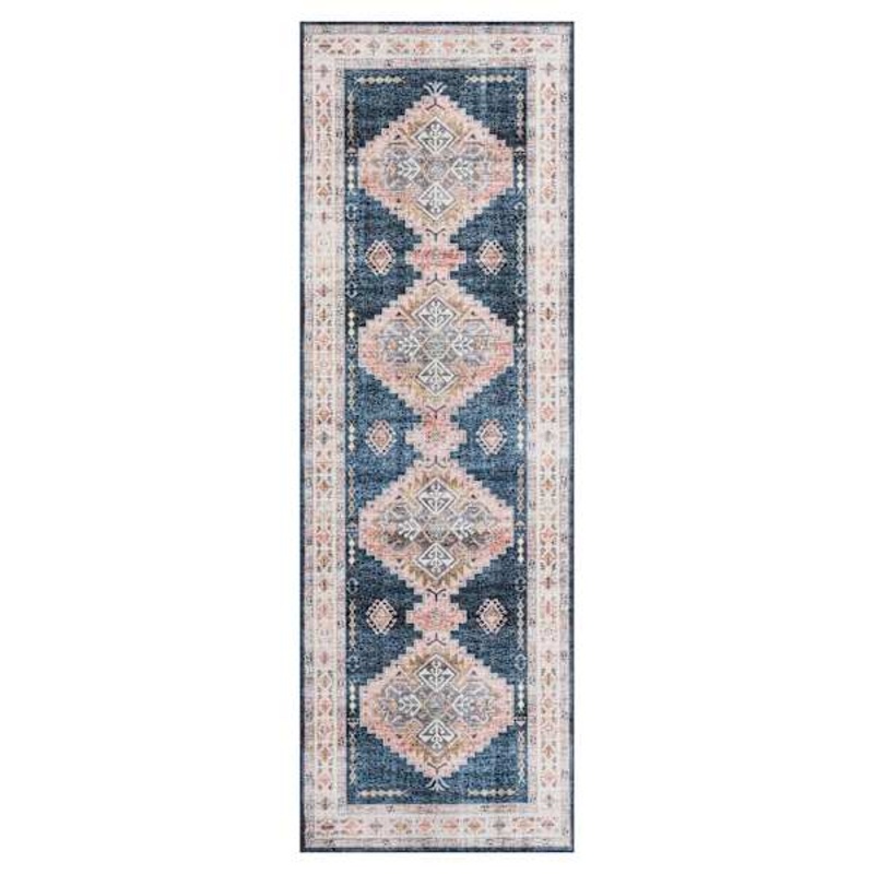 (D564) Khloe Blue Medallion Runner, 2×7