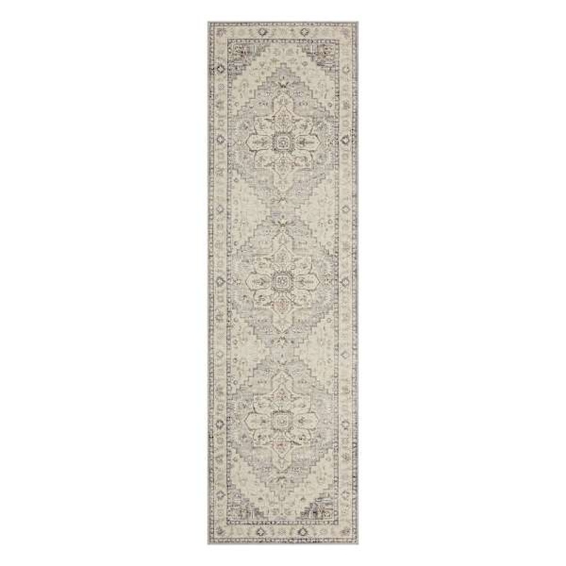 (D576) Honeybloom Grand Villa Taupe Medallion Runner, 2×7