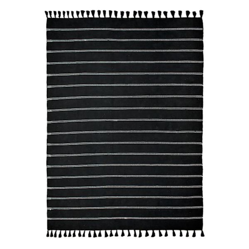 (D582) Honeybloom Black Striped Woven Area Rug, 8×10