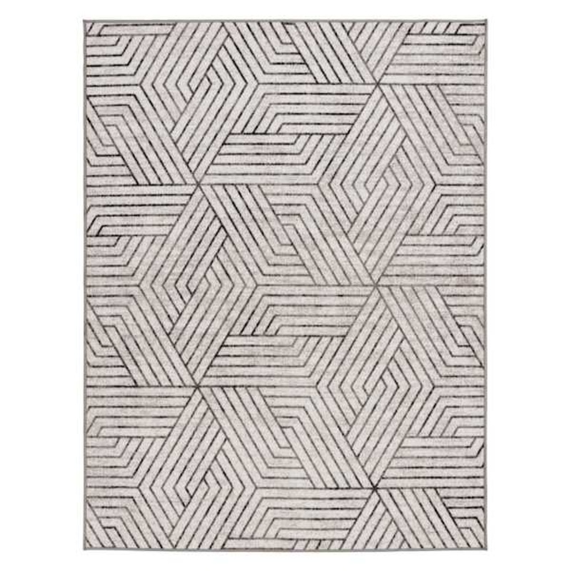 (D584) Venus Grey Geometric Area Rug, 5×7
