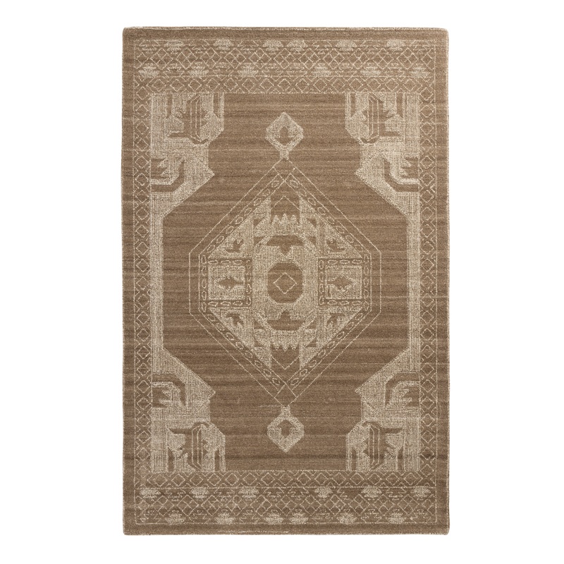 Faiza Mocha Brown Traditional Style Tufted Wool Area Rug