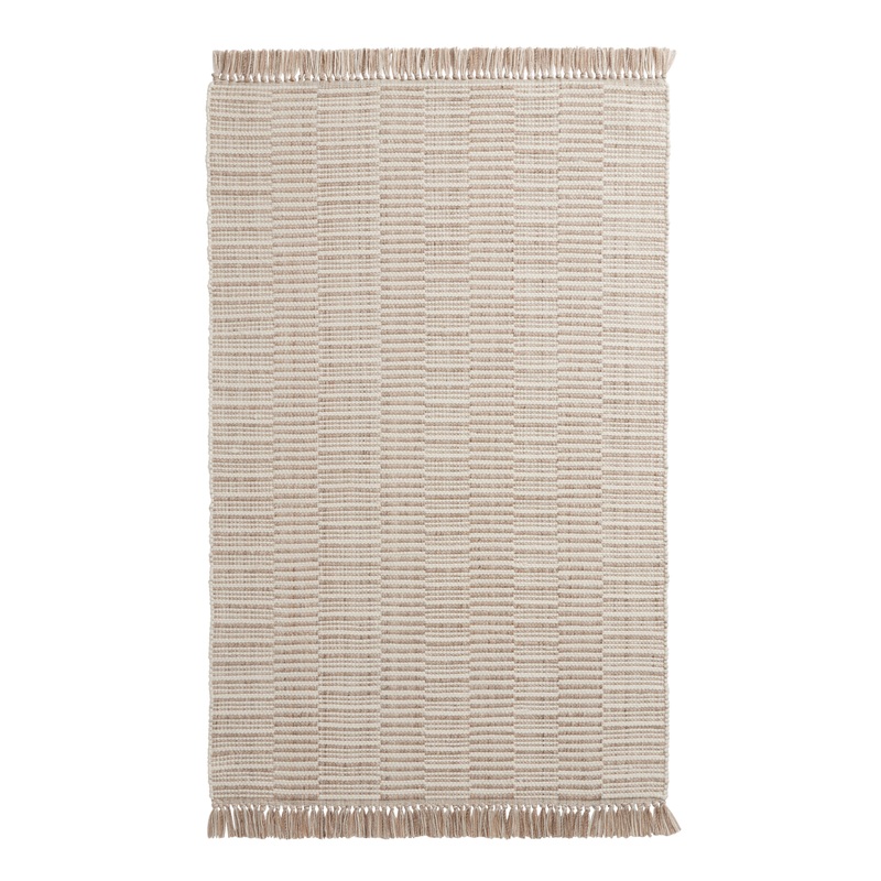 Micah Tan and Cream Stripe Recycled Indoor Outdoor Rug