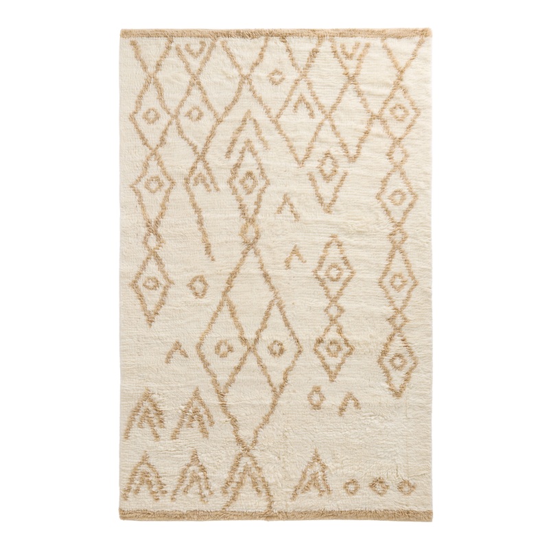 Raj Taupe and Ivory Wool Moroccan Style Shag Area Rug