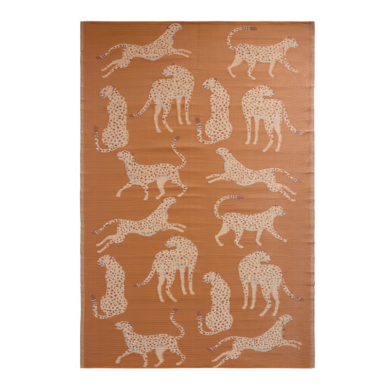 Rio Orange Cheetah Reversible Indoor Outdoor Floor Mat