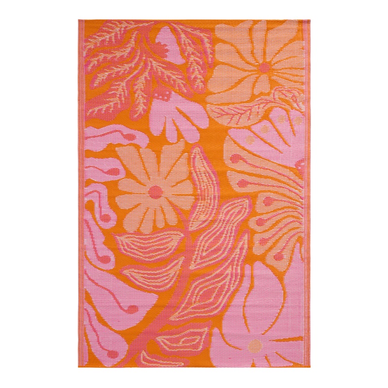 Rio Pink Floral Reversible Indoor Outdoor Floor Mat