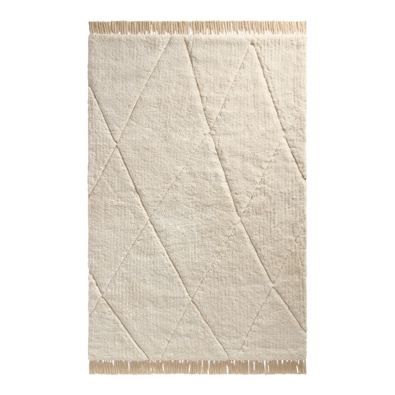 Vail Ivory Woven and Tufted Diamond Moroccan Style Area Rug