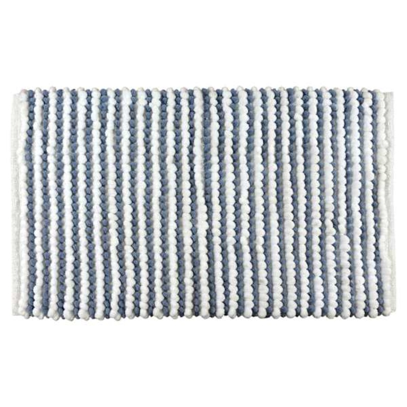 Blue Chenille Loop Cotton Bath Rug, 20×30