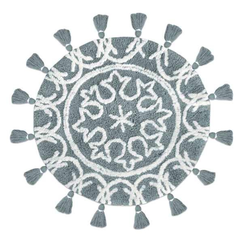 Blue Round Tufted Bath Rug, 24″