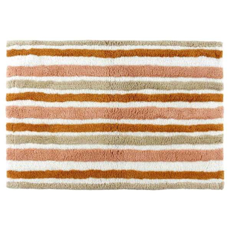 Coral Striped Tufted Cotton Bath Rug, 20×30
